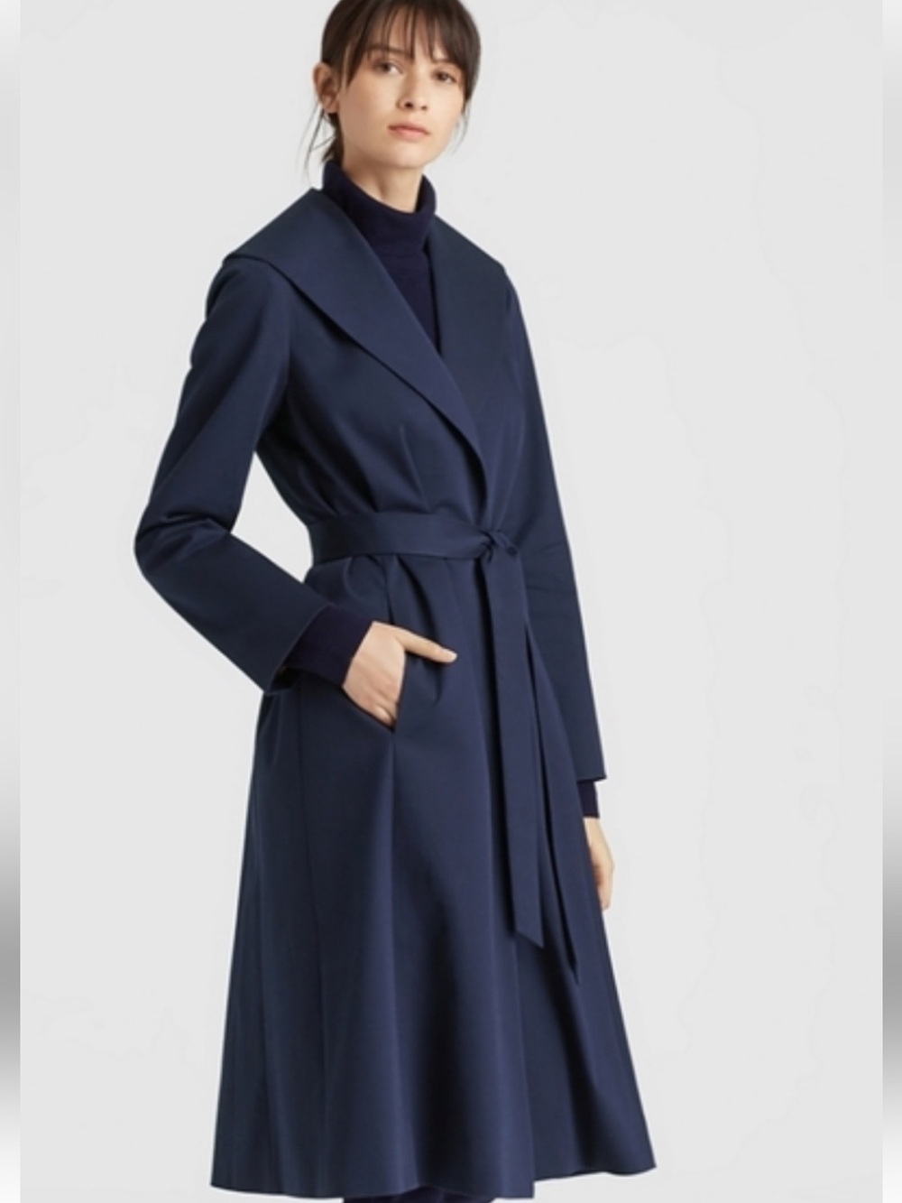 Eileen Fisher Deep Navy Wrap Trench with Belt